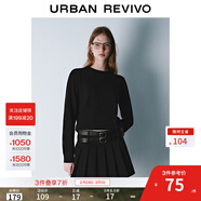 UR秋冬新款女裝簡(jiǎn)約基礎純色圓領(lǐng)長(cháng)袖針織衫UWB940011 正黑 XS