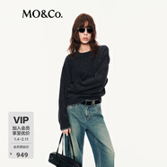 MO&Co.毛衣織針衫2025秋新品假兩件含綿羊毛燙鉆短款寬松MBE3SWTT14 深花灰色 XS /155