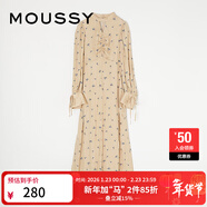 moussy 女裝新款優(yōu)雅淑女風(fēng)抽褶系帶刺繡連衣裙010FAW30-7330 071淺米色 S 00001