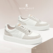MONTAGUT經(jīng)典板鞋男鞋冬季新款潮流運動(dòng)百搭小白鞋軟底輕便透氣休閑皮鞋男 巖灰白 【標準皮鞋碼】 38 (240mm)