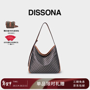 DISSONA迪桑娜女包幸運錦囊hobo包老花包單肩手提包情侶通勤【新年禮物】 棕色-大號（肩帶不可調節）