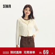 森馬（Semir）外套女短款修身顯瘦上衣秋裝正肩連帽針織夾克通勤101524108005