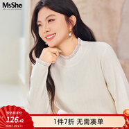 MsShe【莫代爾紗半高領(lǐng)毛衣】大碼女裝秋冬裝胖mm針織打底衫女內搭上衣 【純色款】淺杏色現貨 2XL