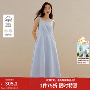 茵曼（INMAN）章若楠同款歐若風(fēng)法式吊帶連衣裙2026夏季新品女裝淡鵝黃色裙子 水藍色-小個(gè)子版18625668 L