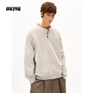 OEMG 手縫線(xiàn)針織亨利領(lǐng)衛衣男士春秋季老錢(qián)風(fēng)長(cháng)袖上衣衫休閑慵懶外套 杏咖色 【高品質(zhì)】 XL [建議110-130斤]