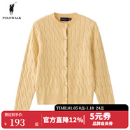 POLOWALK紅色麻花針織開(kāi)衫女秋冬新款保羅女裝新年本命年毛衣開(kāi)衫外套上衣 黃色【AM8W53580115】 M (160)
