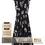 SNIDEL2025春夏優(yōu)雅印花荷葉邊小飛袖茶歇連衣裙SWFO252004 黑色花朵 M M (1)