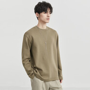 伯爵卓爾（EARL JOEL）BJZE男裝25春秋季新品空氣層莫代爾打底衫體恤寬松純白色長(cháng)袖t恤 草木綠 2XL 185