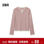 森馬（Semir）森馬毛衣女短款假兩件含羊毛針織衫24冬新款保暖內搭109724107015