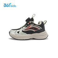 361°童鞋休閑鞋男童復古鞋子2026春季新款小童防滑減震運動(dòng)鞋 碳黑/銀色/柳葉綠色 28
