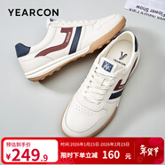 意爾康男鞋 板鞋男士休閑鞋2025秋季新款輕便薄底百搭運動(dòng)跑步鞋赤足鞋 米/紅 38