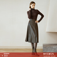 顏域時(shí)尚pu皮半身裙女2025新款冬裝復古氣質(zhì)高級感A字高腰裙子女 咖色 M