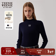 Teenie Weenie小熊女裝冬裝簡(jiǎn)約休閑時(shí)尚中領(lǐng)毛衣貼身打底衫針織衫 藏青色 S 160