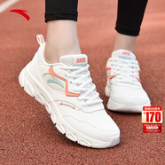 安踏運動(dòng)鞋女鞋秋冬新款防水皮面跑步鞋休閑鞋百搭輕便軟底減震小白鞋 【皮面防潑水】白/妃紅 38 (235mm)