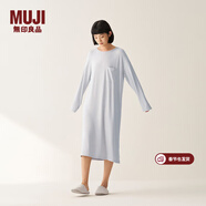 MUJI女式 柔軟針織家居連衣裙 長(cháng)袖睡裙女寬松家居服秋季 FD33CC5A 煙熏藍色 L -XL (170/92A)