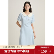 獨束大碼女裝【雙色可選】通勤polo領(lǐng)連衣裙收腰顯瘦夏裝休閑裙子 水藍色 XL (尺碼：3)