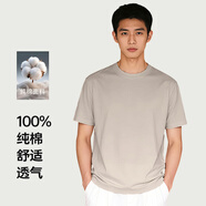 【京東直采】純棉t恤馬年圓領(lǐng)t恤男內搭衣服休閑透氣打底衫 海鷗灰（短袖） 5XL （190-210斤）