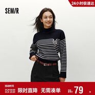 森馬（Semir）森柔|地理系列毛衣女冬季半高領(lǐng)刺繡條紋衫101724107022