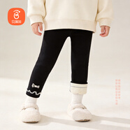 貝瑞加（Babyprints）女童打底褲秋冬寶寶加絨棉褲女孩加厚長(cháng)褲兒童保暖褲子 黑150