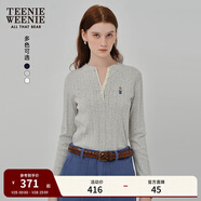 Teenie Weenie小熊女裝長(cháng)袖T恤2025秋季新款半開(kāi)襟溫柔時(shí)尚打底衫 中灰色 L