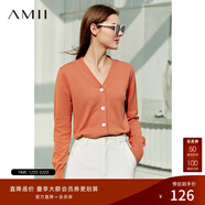 AMII女裝2025極簡(jiǎn)洋氣V領(lǐng)針織開(kāi)衫秋季新款全棉長(cháng)袖上衣女短 煙粉橘 S 155/80A