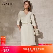 AMII女裝2025極簡(jiǎn)時(shí)尚通勤chic感V領(lǐng)H型連衣裙夏季新款寬松中 淺杏 XL 170/92A