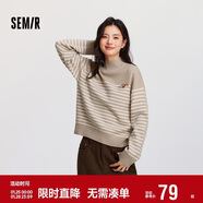 森馬（Semir）森柔|地理系列毛衣女冬季半高領(lǐng)刺繡條紋衫101724107022