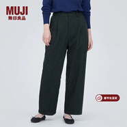 MUJI女式 彈力起毛 抽褶褲 休閑西褲長(cháng)褲子春秋款 BE1P0C3A 深灰色 M (160/66A)