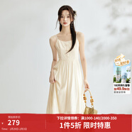 茵曼（INMAN）中式國風(fēng)盤(pán)扣女裝吊帶背心連衣裙2025夏季新品文藝高級氣質(zhì)A字裙 米杏色 優(yōu)先發(fā)貨 M