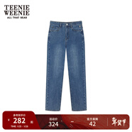 Teenie Weenie小熊女裝簡(jiǎn)約利落通勤時(shí)髦牛仔褲秋季寬松休閑長(cháng)褲女 淺藍色 XS (155)