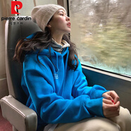 皮爾卡丹（pierre cardin）專(zhuān)柜商場(chǎng)撤回高端韓國秋冬女裝藍色連帽加絨加厚衛衣女春薄款 藍色(加絨款) S
