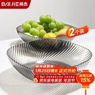 拜杰水果盤(pán)零食盤(pán)家用果盤(pán)客廳干果盤(pán)托盤(pán)糖果堅果盤(pán)透明黑2只裝