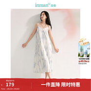 茵曼（INMAN）法式顯瘦百褶吊帶裙2025春秋女裝新品V領(lǐng)連衣裙氣質(zhì)長(cháng)裙 藍色 S