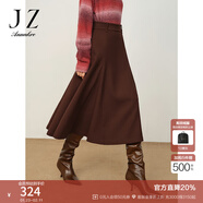 玖姿·安娜蔻優(yōu)雅簡(jiǎn)潔復古氣質(zhì)A字版型松緊長(cháng)裙女冬款 咖啡 S