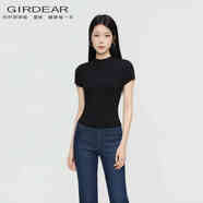 哥弟（GIRDEAR）新款時(shí)尚經(jīng)典通勤百搭高彈套頭顯瘦圓領(lǐng)T恤130160 黑色 3XL 7碼