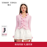 糖力商場(chǎng)同款 粉色花漾衫 2026春新款魚(yú)絲波浪荷葉邊針織衫上衣女 粉色 柔美清新 魚(yú)絲波浪工藝 顯瘦X型 S  建議80-105斤