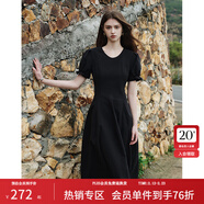 范思藍恩夏季腰精裙氣質(zhì)收腰無(wú)袖背心連衣裙女夏季新款海邊度假顯瘦裙 黑色-有袖 M