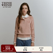 Teenie Weenie小熊女冬季休閑通勤彩色點(diǎn)子紗長(cháng)半開(kāi)襟套頭慵懶毛衣 粉色 S 160