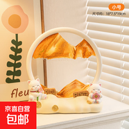 輕奢高檔馬到成功擺件紅酒柜擺臺客廳辦公桌面立體流沙畫(huà)裝飾禮品 有錢(qián)花 招財貓流沙擺件【7寸白框背靠金山】