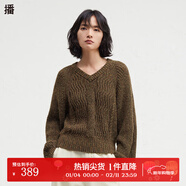 播時(shí)尚V領(lǐng)修飾脖頸毛針織衫BDR4SD3895 O70吟芽 M