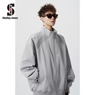 Shelley Jones美式潮牌夾克男士外套春秋季新款ins寬松潮流高端休閑上衣服男裝 灰色 M [推薦80-100斤]