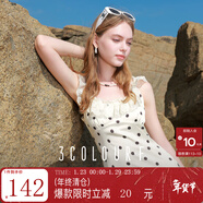 三彩獨醒2025夏季新款波點(diǎn)連衣裙蕾絲拼接A字裙無(wú)袖長(cháng)裙浪漫F 奶油色幾何 S 155/80A