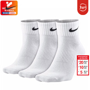 耐克（NIKE）  襪子男襪女襪 25新款NIKE透氣舒適透氣籃球襪休閑襪子 SX7677-100/三雙裝 L/26-28厘米/42-46碼