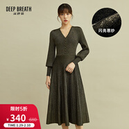 深呼吸DEEP BREATH女裝燈籠袖高腰蔥紗優(yōu)雅輕禮服連衣裙A500155 墨綠 M (3)