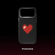 Picdance | iphone 17 Pro Max 潮流科技動(dòng)態(tài)手機殼愛(ài)心鏡頭保護殼蘋(píng)果手機殼手機殼 黑色賽博單殼