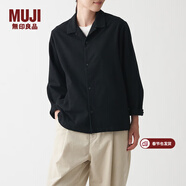MUJI 男女通用法蘭絨開(kāi)領(lǐng)襯衫長(cháng)袖休閑百搭襯衣外套純棉全棉ACA71A1A 黑色 S-M 165/88A