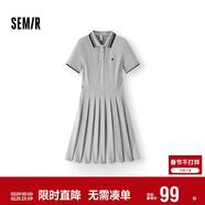 森馬（Semir）連衣裙女夏季撞色polo領(lǐng)短裙字母運動(dòng)風(fēng)學(xué)院風(fēng)百褶裙101325114051