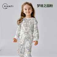 喜卡緹（Xikati）秋衣秋褲套裝男童女童寶寶保暖內衣兒童打底分體家 夢(mèng)境之園粉 120 cm