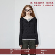 GREEN BELT蝴蝶結印花長(cháng)袖T恤女方領(lǐng)打底衫修身收腰上衣