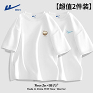 回力純棉短袖t恤男女款重磅精梳棉二本針體恤情侶衣服夏季男士半截袖 白(h加油椰胸標)+白(h童年回憶胸標) 【100%純棉】 XL /180(建議140斤-160斤左右)